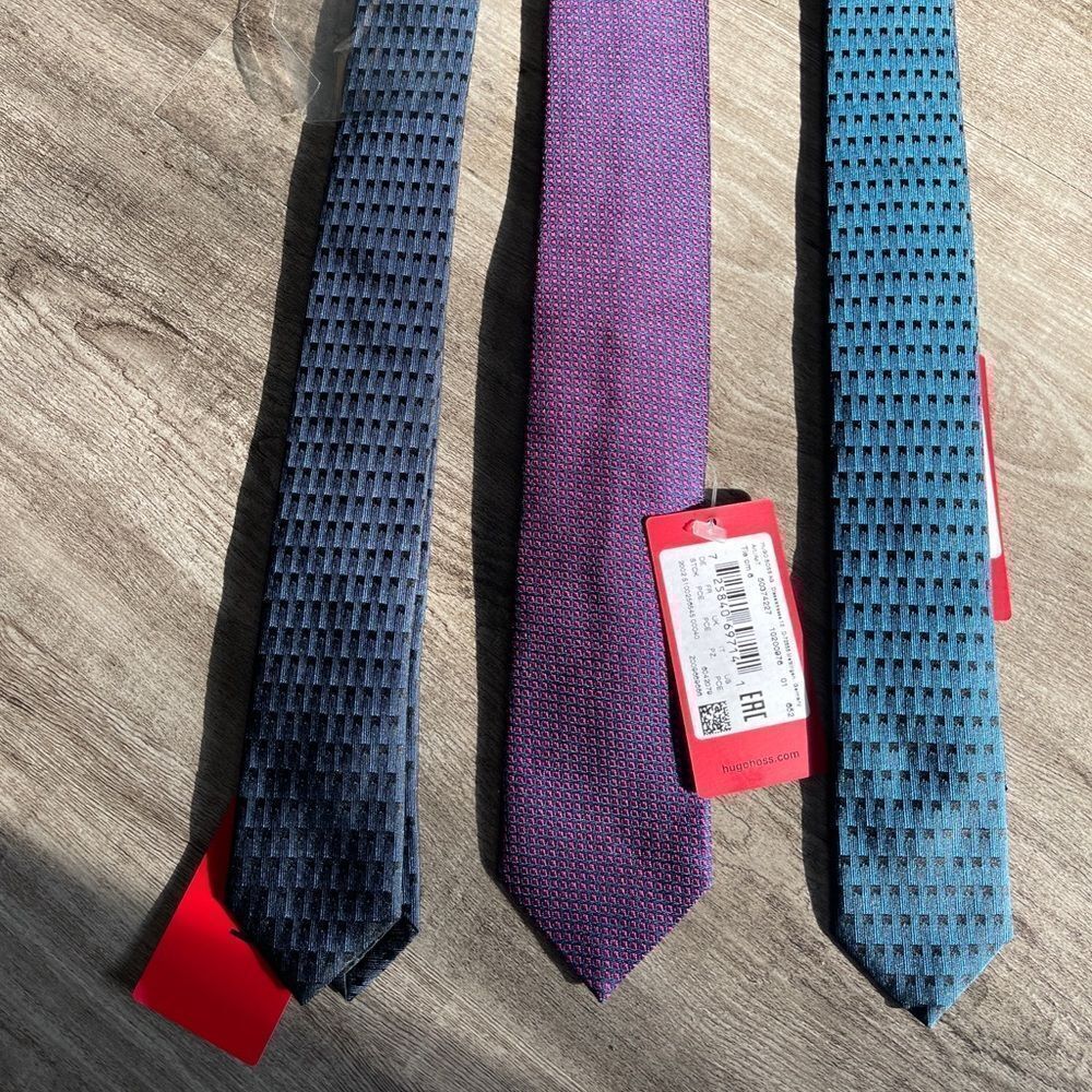 Hugo Boss Lot Of 3 Ties . NEW. Made In Italy